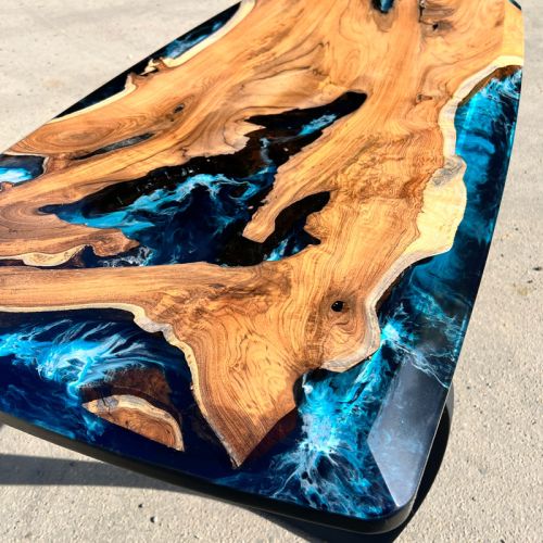 Teak & Deep Sea Resin Coffee Table