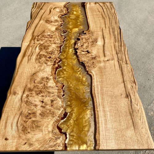Burr Oak & Molten Gold River Dining Table