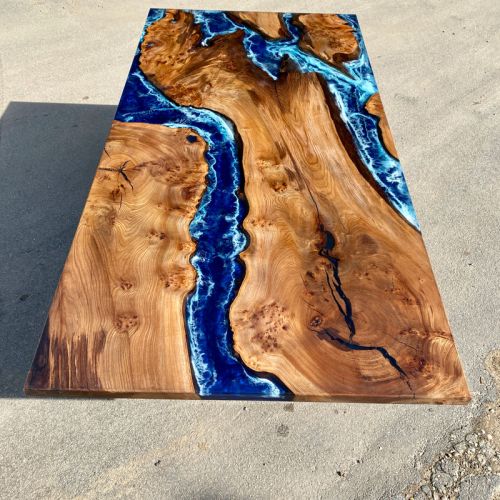 Elm Islands Dining Table Deep Sea Resin