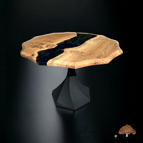 Oak & Galaxy Resin Dining Table