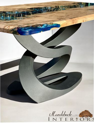 Oak & Deep Sea River Dining Table