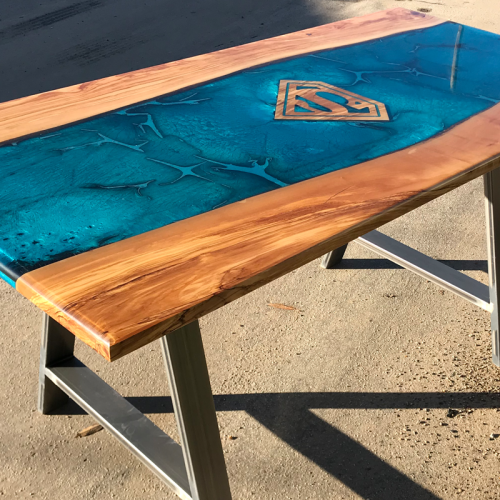 Olive Wood & Resin River Dining Table  Superman!