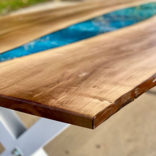 Oval Walnut Resin River Dining Table