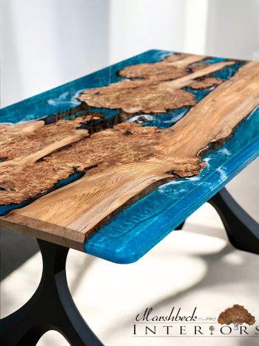 Wild Elm & Ocean Art River Dining Table