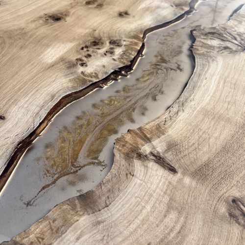 Molten Gold Burr Oak River Dining Table