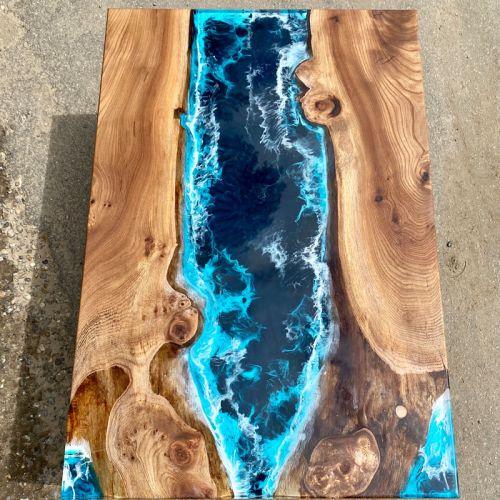 Elm River Coffee Table Deep Sea Artwork