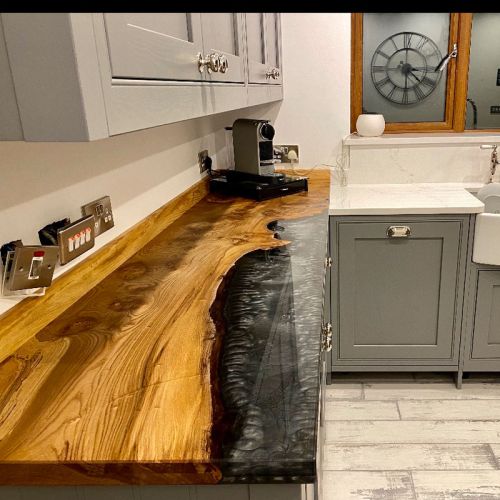 Elm Kitchen Resin River Worktop