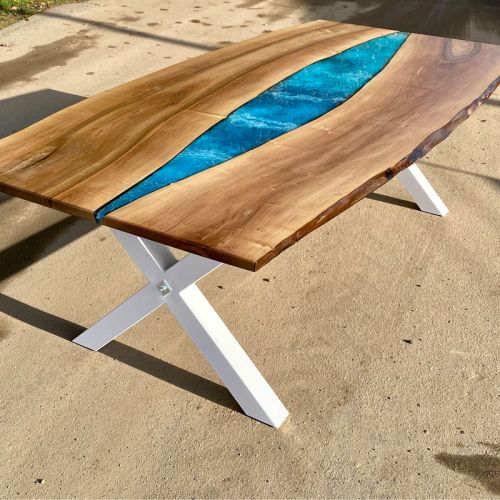 Oval Walnut Resin River Dining Table