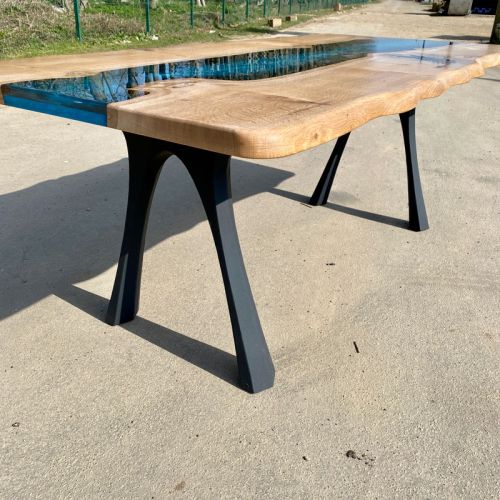 Live Edge Oak River Table Reef Blue