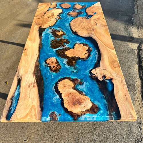 Burr Elm Islands Ocean Art Dining Table