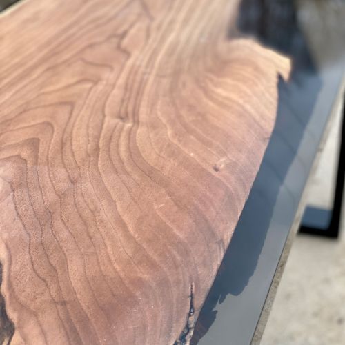 Walnut & Smokey Grey Resin Coffee Table