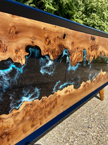 River Sideboard Burr Elm & Ocean Doors