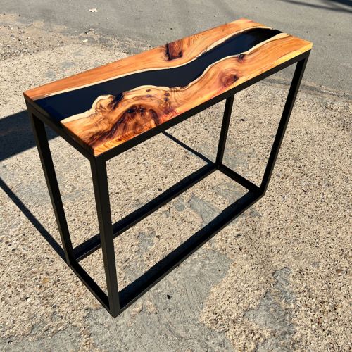 Yew Console Table  & Smokey Grey Resin