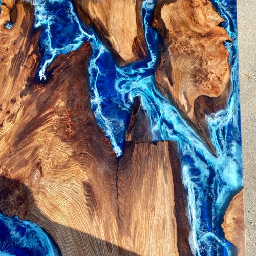 Elm Islands Dining Table Deep Sea Resin