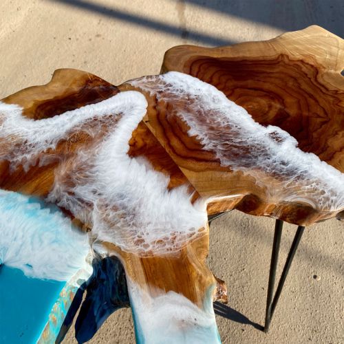 Large Resin Ocean Art Console Table