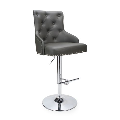 Rocco Leather Effect Bar Stool, Graphite Grey