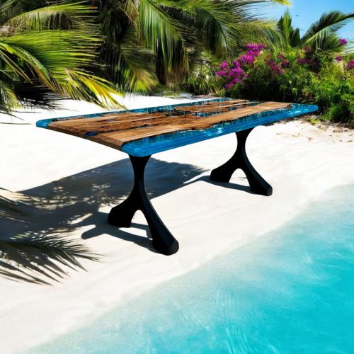 Wild Elm & Ocean Art River Dining Table