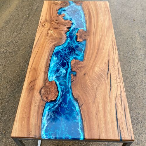 River Desk in Burr Elm Deep Sea Art