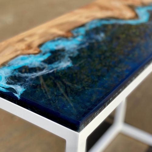 River Console Table Elm & Deep Sea