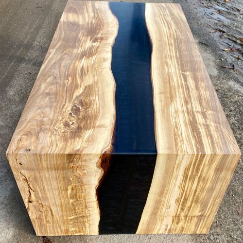 Olive & Black Resin River Coffee Table