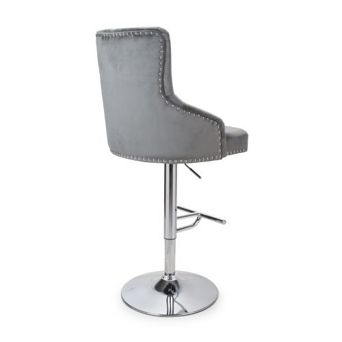 Rocco Brushed Velvet Bar Stool, Grey