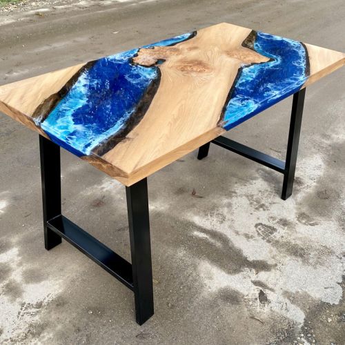 Burr Elm & Ocean Art Desk