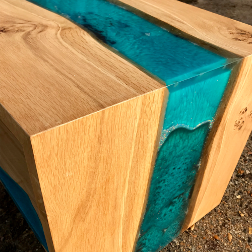 Pippy Oak & Blue Resin River TV Stand/Coffee Table