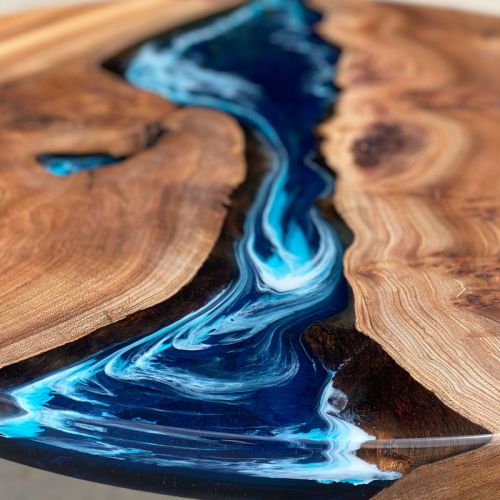 Circular Elm & Deep Sea River Coffee Table