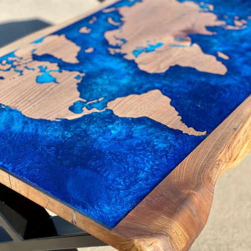 World Map Coffee Table Live Edge