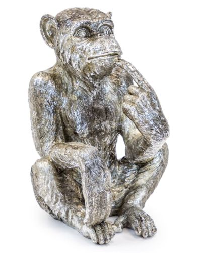 Antiqued Silver Sitting Monkey Figure / Bottle Holder