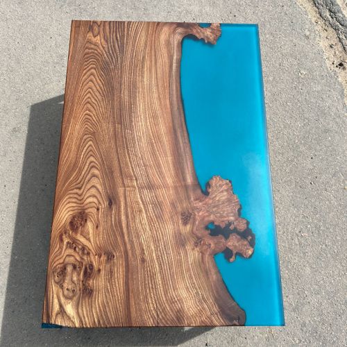 Burr Elm Frosted Blue Coffee Table