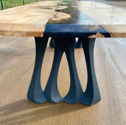 Burr Chestnut & Night Sky Black River Dining Table