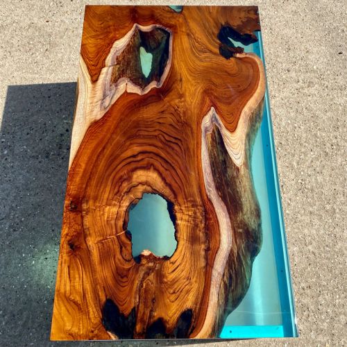 Teak Slab Resin River Coffee Table