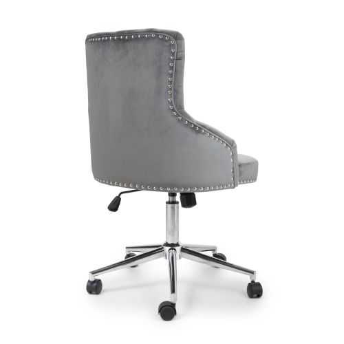 Rocco Brushed Velvet Office Chair, Grey