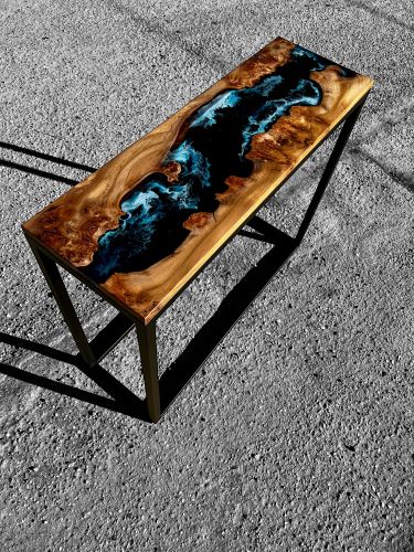 Elm & Deep Sea Resin Console Table