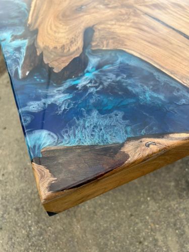 Teak Slab Ocean Resin Coffee Table