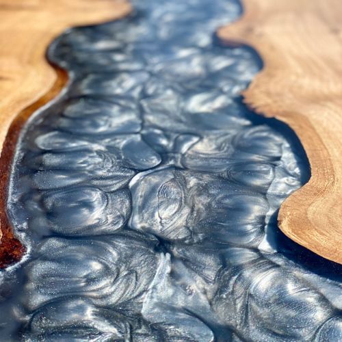 Oak Burr & Silver River Dining Table