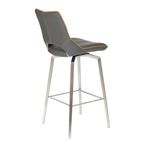 Mako Swivel Self-returning Leather Effect Bar Stool, Graphite Grey