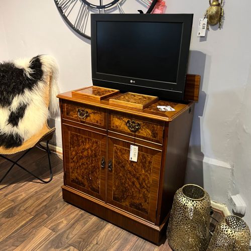 Burr Walnut Pop Up TV Cabinet