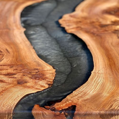 Elm & Terminator Silver Resin River Coffee Table