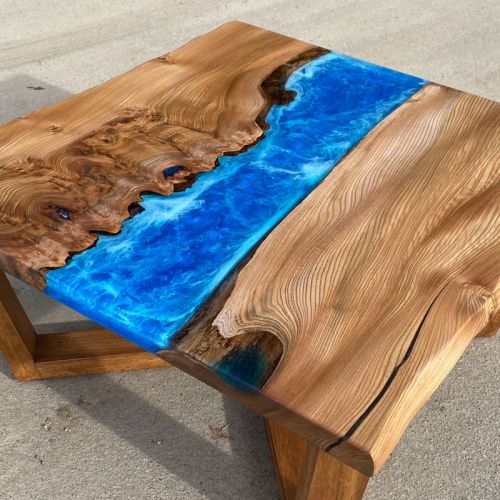 Elm & Ocean Art Square River Coffee Table