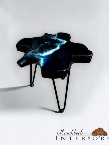 Teak & Resin Art Side Table Ltd Edition