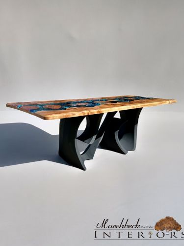 Burr Elm Islands Resin Dining Table