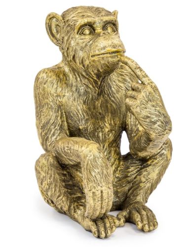 Antiqued Gold Sitting Monkey Figure / Bottle Holder