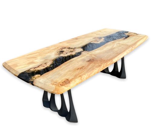 Burr Chestnut & Night Sky Black River Dining Table