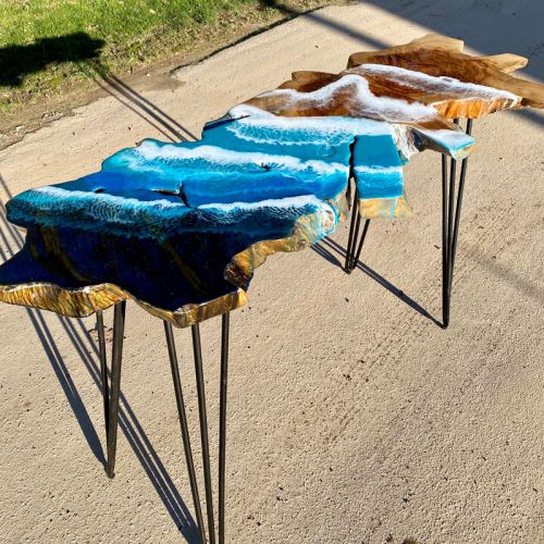 Large Resin Ocean Art Console Table