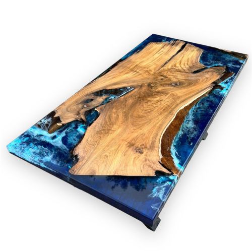 Teak Slab Ocean Resin Coffee Table