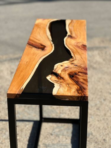 Yew Console Table  & Smokey Grey Resin