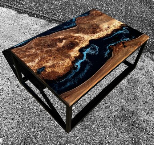 Burr Elm & Midnight Sea Coffee Table