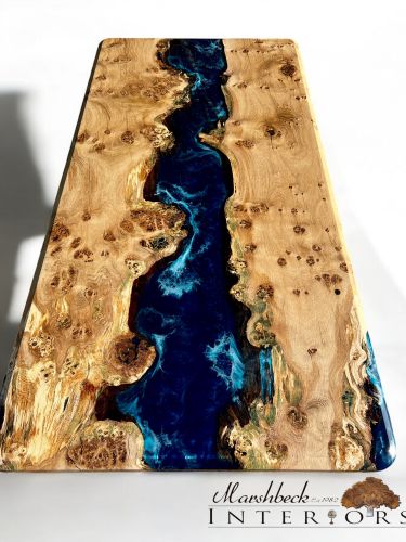 Oak & Deep Sea River Dining Table